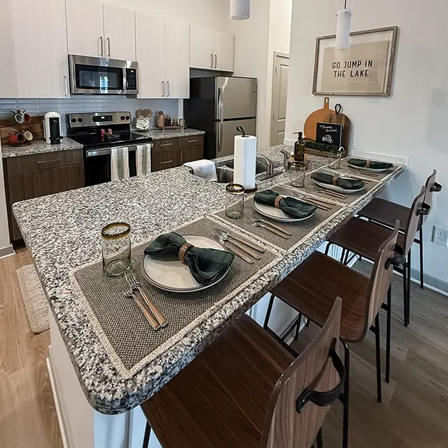 Kitchen with the table set