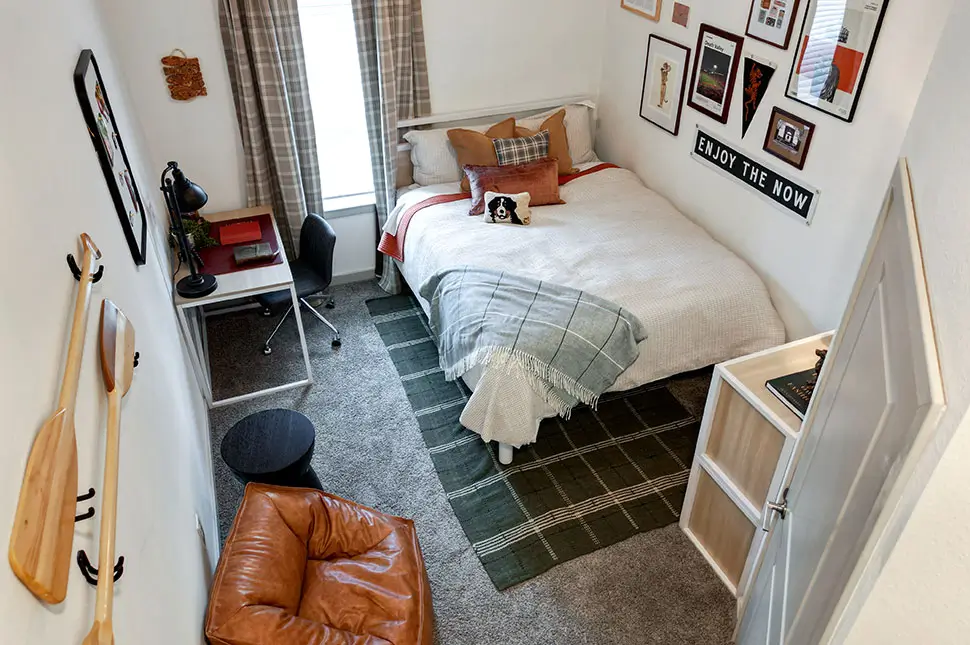 furnished bedroom with modern decor